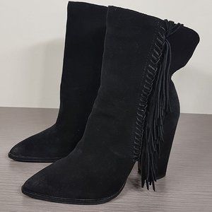 Dolce Vita Ileen Suede Fringe Boots Black Womens Size 10